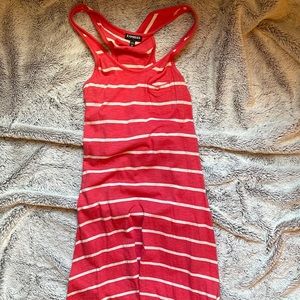 Pink Pastel White Strip High Low Express Dress